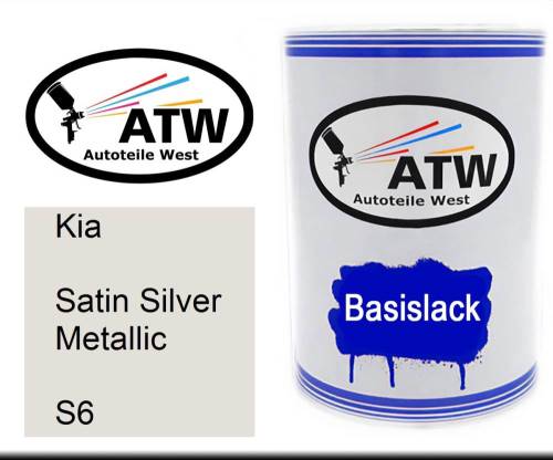 Kia, Satin Silver Metallic, S6: 500ml Lackdose, von ATW Autoteile West.